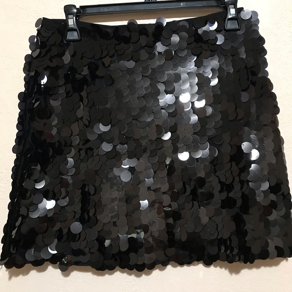 Reformation Black Sequin Mini Skirt